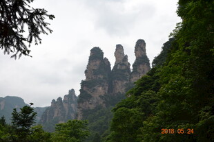 奇峰耸立的山林景观