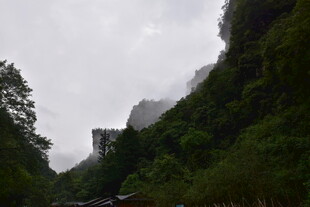 山间云雾缭绕的秀丽景色