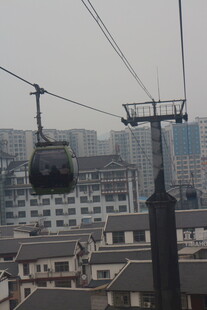 城市上空的缆车景观