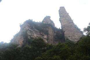 奇峰耸立的山林景观
