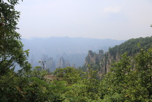 山间绿意中的奇峰景观
