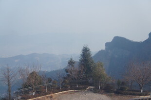 山间景致 树木与峻岭相映