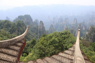 张家界奇峰间的古朴栈道