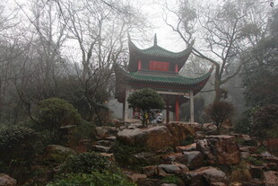 雾中古典亭阁 静幽景致