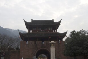 中式古建筑城楼景观