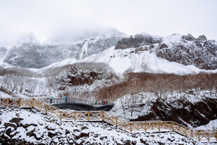 雪山下的建筑景观