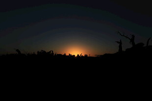 夜幕下的夕阳剪影