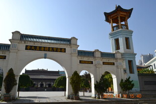 中式风格大门与塔楼景观