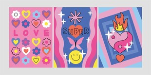 可爱爱心主题插画卡片