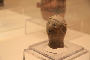 古代陶制兽首雕塑展示