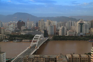 城市跨江大桥壮丽景观