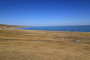 广阔原野与湛蓝大海景致
