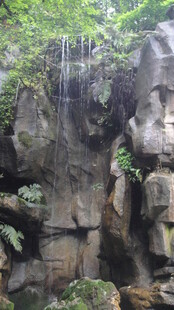 山间瀑布岩石绿植景观