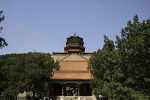 古建宝塔掩映于绿树间