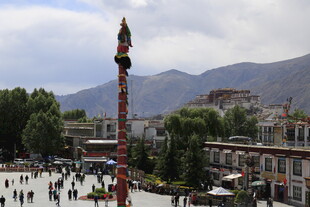 拉萨街头的经幡景观