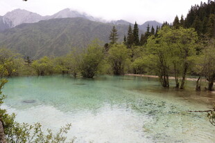 山间碧绿湖水美景