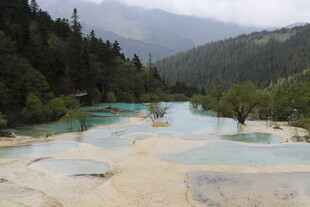 梦幻多彩的山间溪流景观