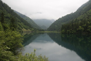 山间静谧湖景 绿意盎然