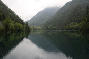 山间静谧湖景 绿意盎然