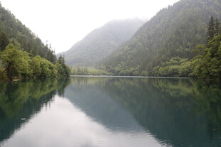 山间静谧湖景 绿意盎然