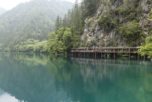青山绿水间的湖畔栈道