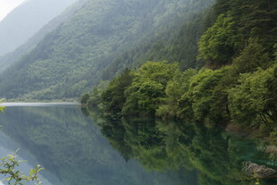 青山绿水间的静谧湖泊