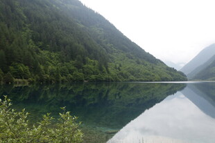 山间静湖 翠色环绕之景