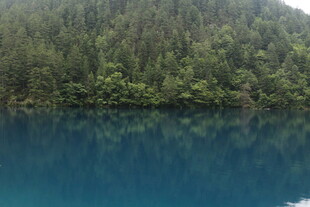 静谧蓝湖与葱郁山林