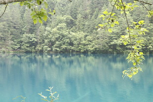 蓝湖青山间的自然美景