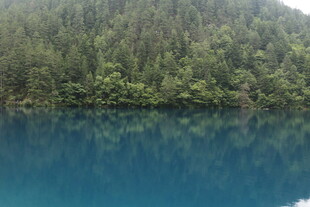 静谧蓝湖与葱郁山林