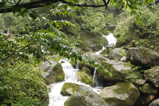 山间溪流穿石过
