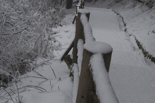 雪覆栏杆 冬日静谧景致