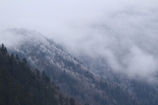 云雾缭绕的山峦美景
