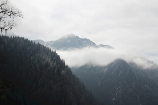 云雾缭绕的山间美景