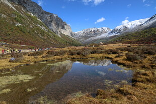 山间湖泊 雪山下的自然美景