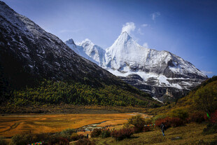 壮丽雪山下的广袤原野
