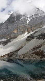 雪山下的澄澈湖泊