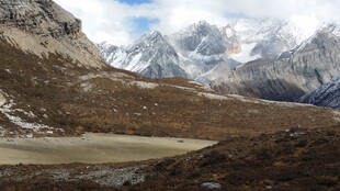 壮丽雪山下的开阔谷地