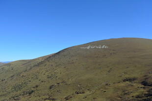 蓝天映衬下的绿色山丘