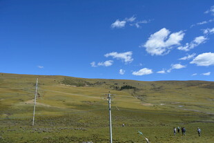 草原风光与电力设施