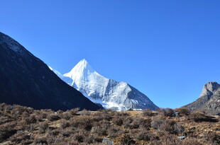 巍峨雪山下的荒野景观