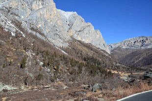 山间公路旁的壮丽山景