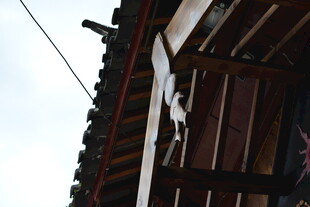 传统木质屋檐特写