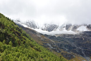 高山绿野间的壮丽雪山 稻城