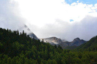 山林间的壮丽山峦景色 稻城