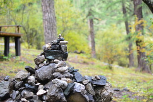 林间石堆景观 稻城