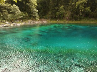 清澈碧绿的自然幽美湖泊