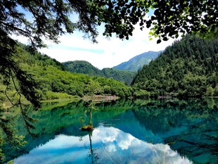 梦幻蓝湖 山林间的静谧美景