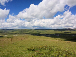 广袤草原上的蓝天白云