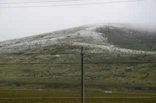 雪覆青山 孤电线杆挺立
